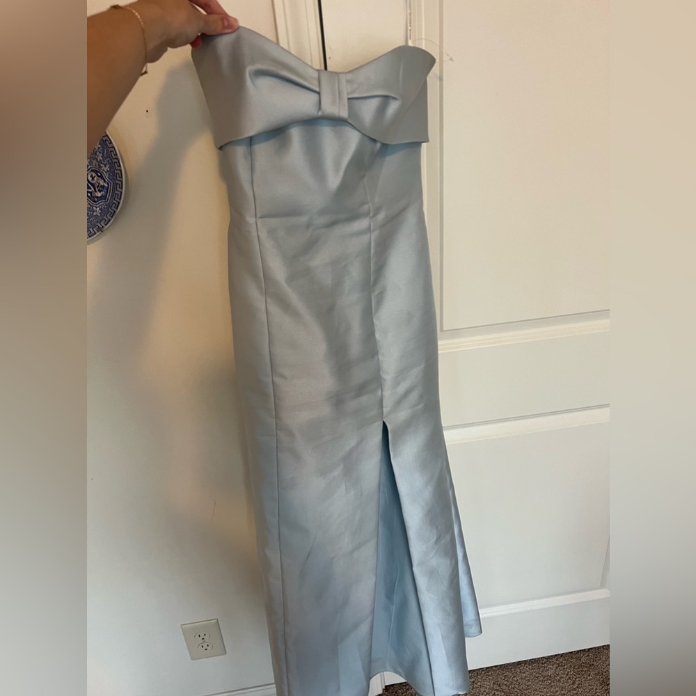 Alfred Sung D829 - Color Mist- Bow neck pocket bridesmaid dress